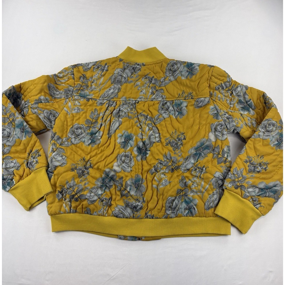 Elan Aubray Quilted Bomber Jacket Floral Print Yellow Gray Full Zip. Women's Med - Picture 4 of 16